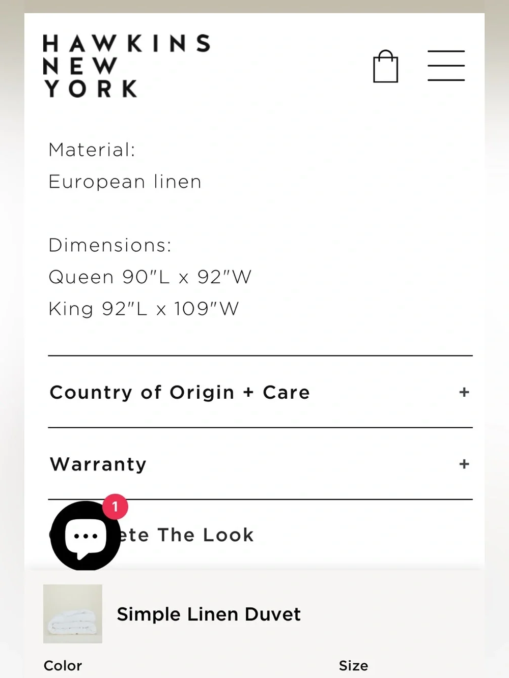 Hawkins New York 100% linen